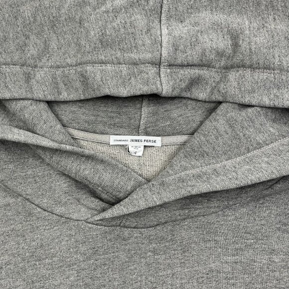James Perse Gray Hooded Hoodie Sweatshirt 3/4 Sleeve Pullover Pockets Women's 4 - Picture 3 of 9